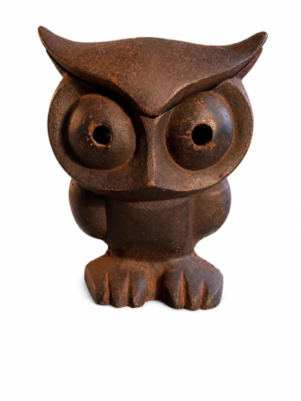 Mid-Century Modern Japanese Hand-Cast Iron Owl Candle Lantern/Incense Burner